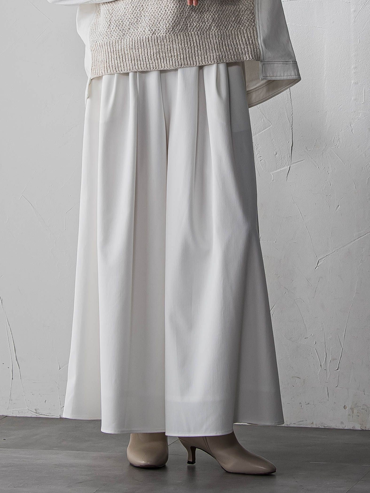 シャンブレーイージーキュロットパンツ≪手洗い可能≫