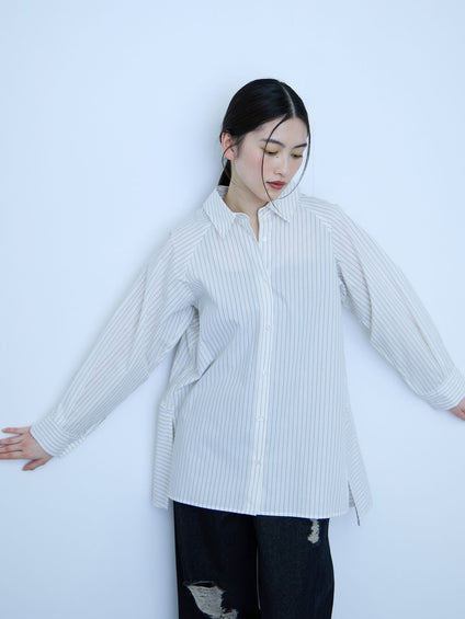 【大人の抜け感】コーマコットンバックフレアシャツ