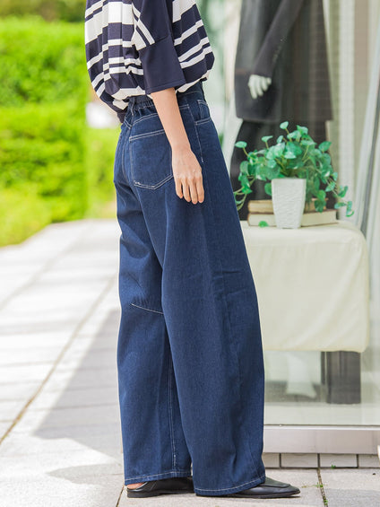 【WEB限定】デニムカーブパンツ≪洗濯機で洗える≫