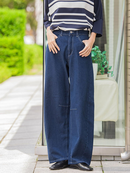 【WEB限定】デニムカーブパンツ≪洗濯機で洗える≫
