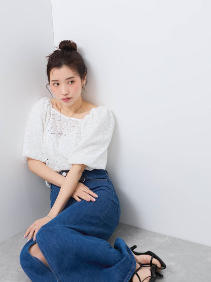 【SHIORI IRIE コラボ】2WAYオフショルレースブラウス≪手洗い可能≫