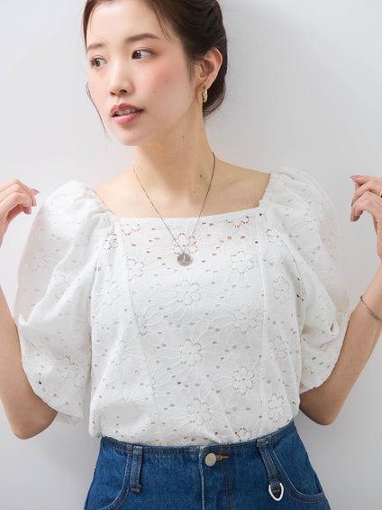 【SHIORI IRIE コラボ】2WAYオフショルレースブラウス≪手洗い可能≫