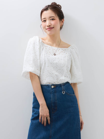 【SHIORI IRIE コラボ】2WAYオフショルレースブラウス≪手洗い可能≫