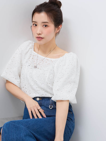 【SHIORI IRIE コラボ】2WAYオフショルレースブラウス≪手洗い可能≫