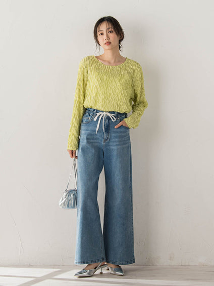 【WEB限定】フリルジャガードクルーネックプルオーバー