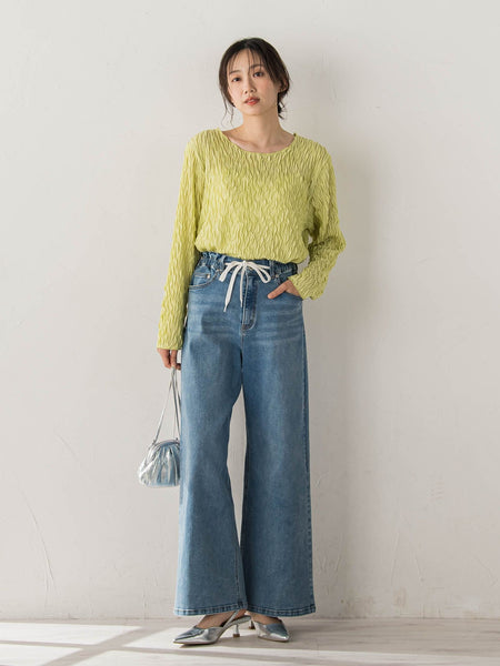 【WEB限定】フリルジャガードクルーネックプルオーバー