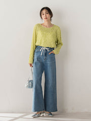 【WEB限定】フリルジャガードクルーネックプルオーバー