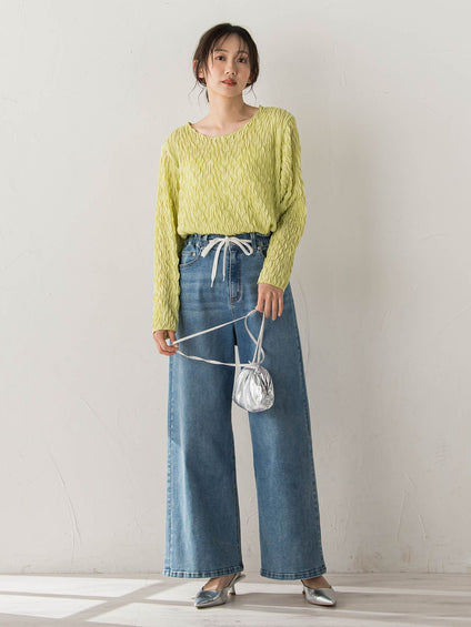 【WEB限定】フリルジャガードクルーネックプルオーバー