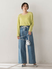 【WEB限定】フリルジャガードクルーネックプルオーバー