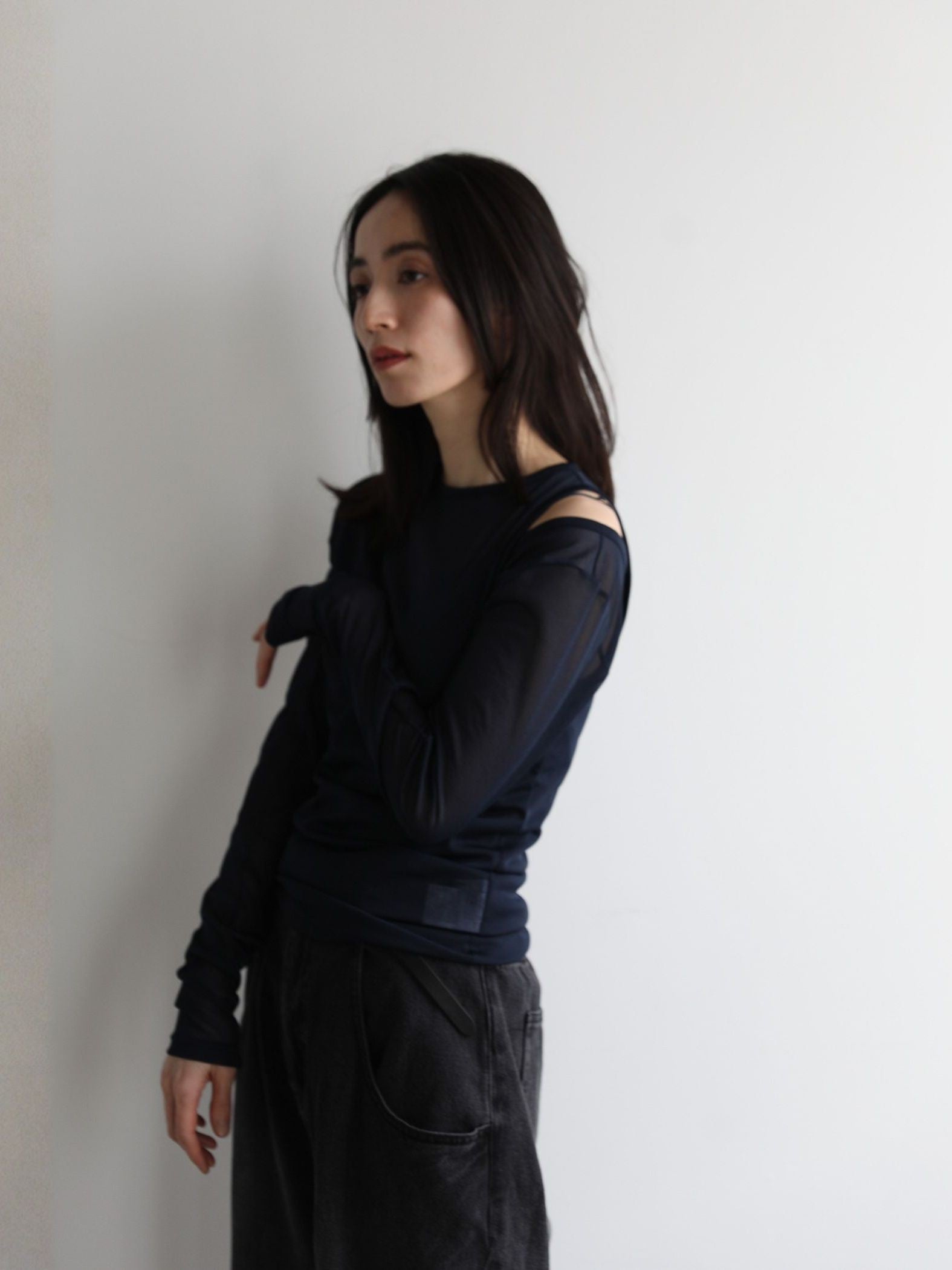 Layered sheer tops【日本製】≪手洗い可能≫