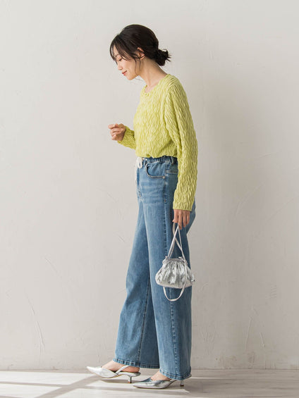 【WEB限定】フリルジャガードクルーネックプルオーバー