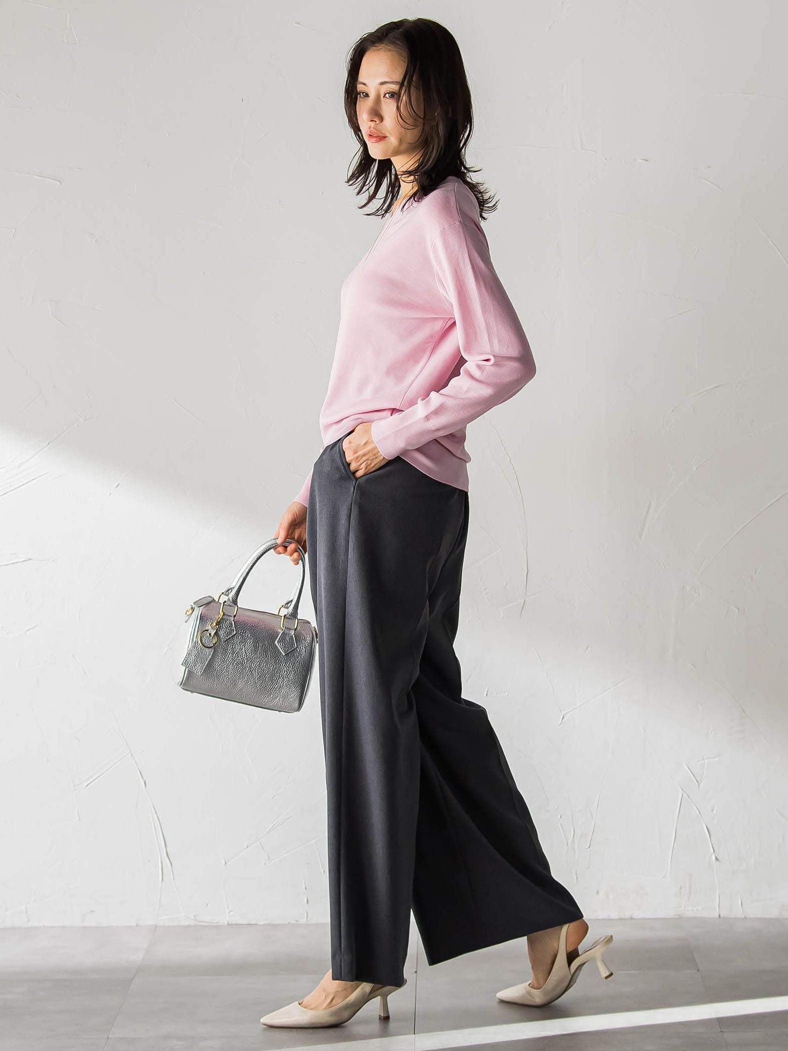 ソフィーツイルストレッチワイドパンツ ≪洗える≫