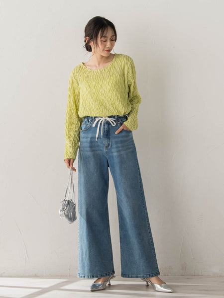 【WEB限定】フリルジャガードクルーネックプルオーバー