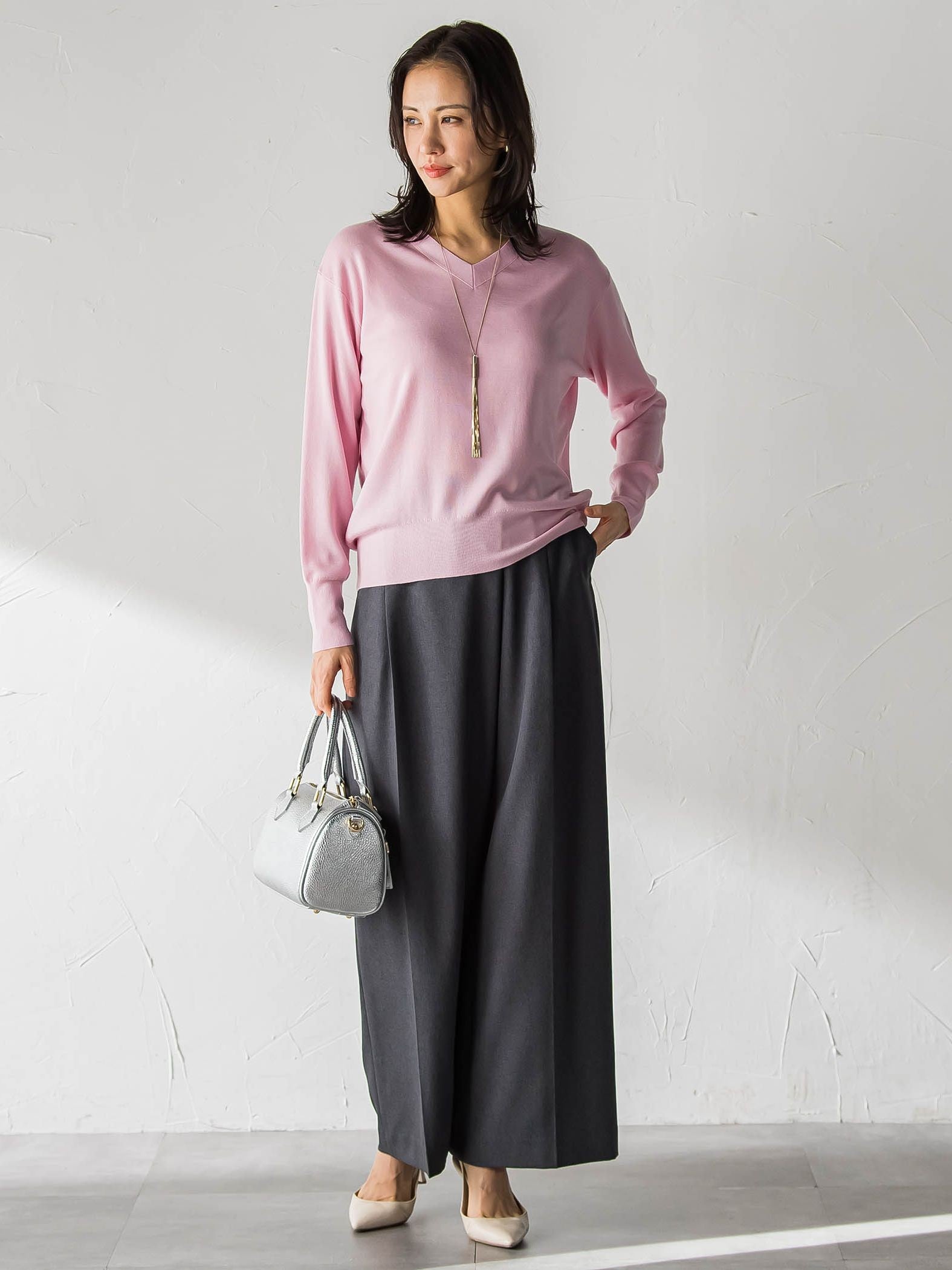 ソフィーツイルストレッチワイドパンツ ≪洗える≫