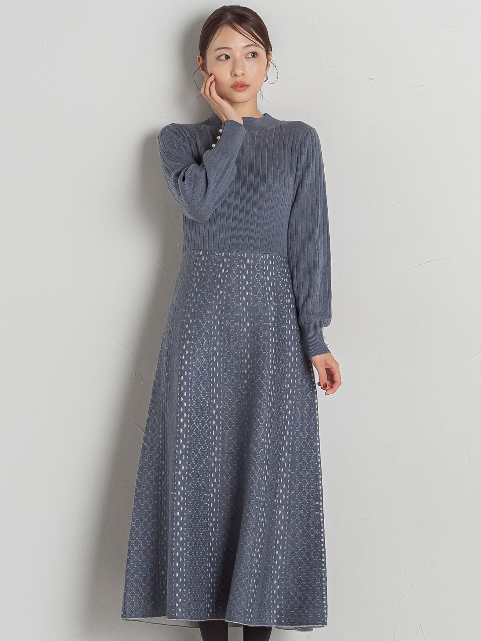 最高級】MaxMara マレーラ ジャガード風♪ ニットフレアワンピース