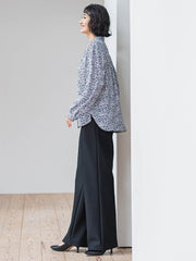 【WEB限定/大きいサイズ】”楽暖”裏起毛ワイドパンツ≪洗濯機で洗える≫