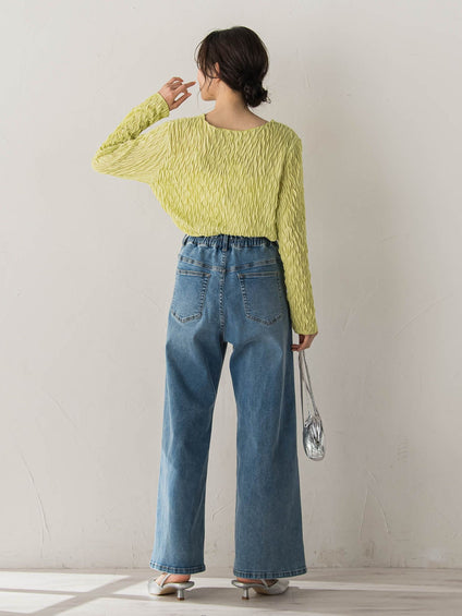 【WEB限定】フリルジャガードクルーネックプルオーバー