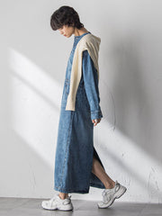 デニムバンドカラーシャツワンピース