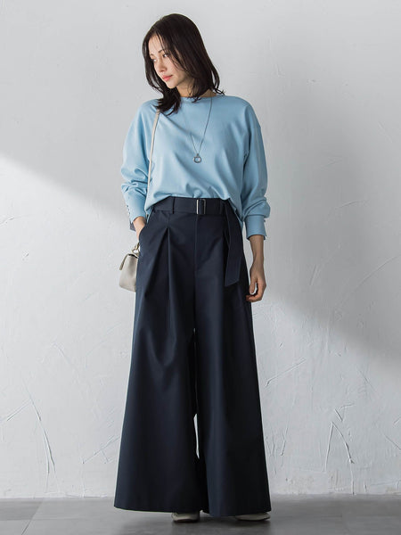 【新色追加】袖ボタンクルーネックニット ≪手洗い可能≫