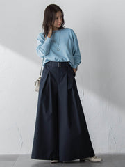 【新色追加】袖ボタンクルーネックニット ≪手洗い可能≫