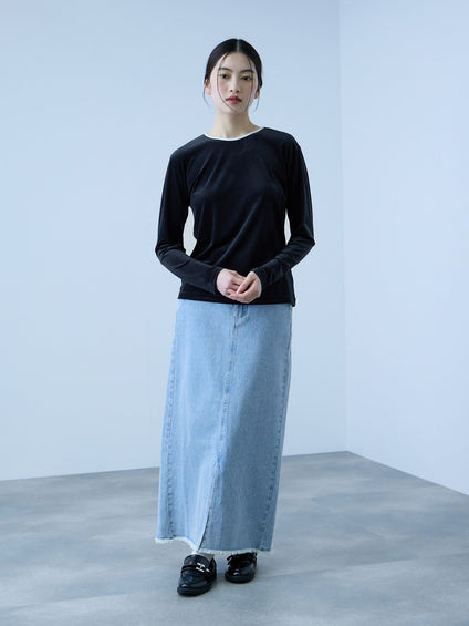 シアーベロアロングスリーブカットソー【日本製】