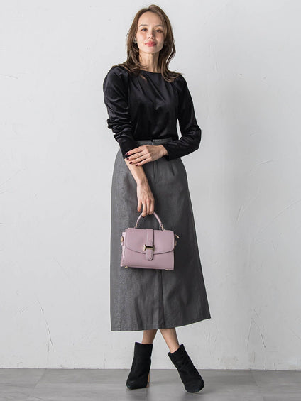 パフ袖ベロアカットソー≪手洗い可能≫