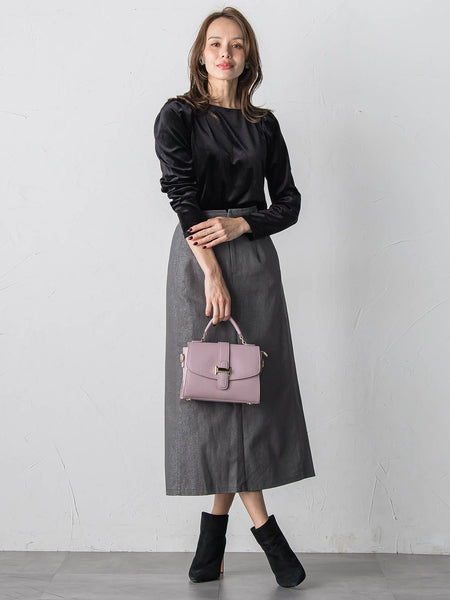 パフ袖ベロアカットソー≪手洗い可能≫