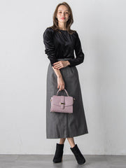 パフ袖ベロアカットソー≪手洗い可能≫