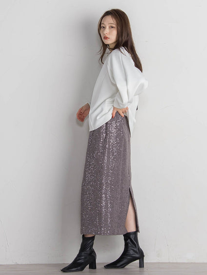 スパンコールIラインスカート≪手洗い可能≫
