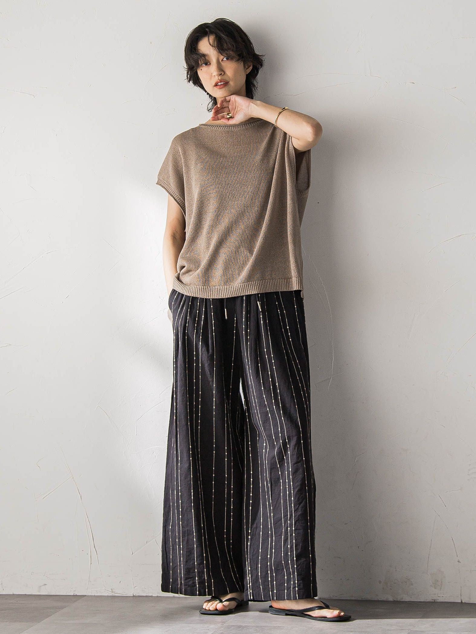 【40周年限定】スパンコール刺繍イージーワイドパンツ