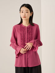 ポライトジョーゼットフリルブラウス≪手洗い可能≫