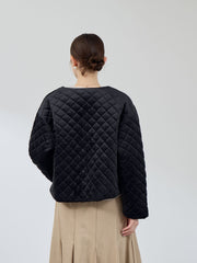 ベロアキルティングノーカラージャケット