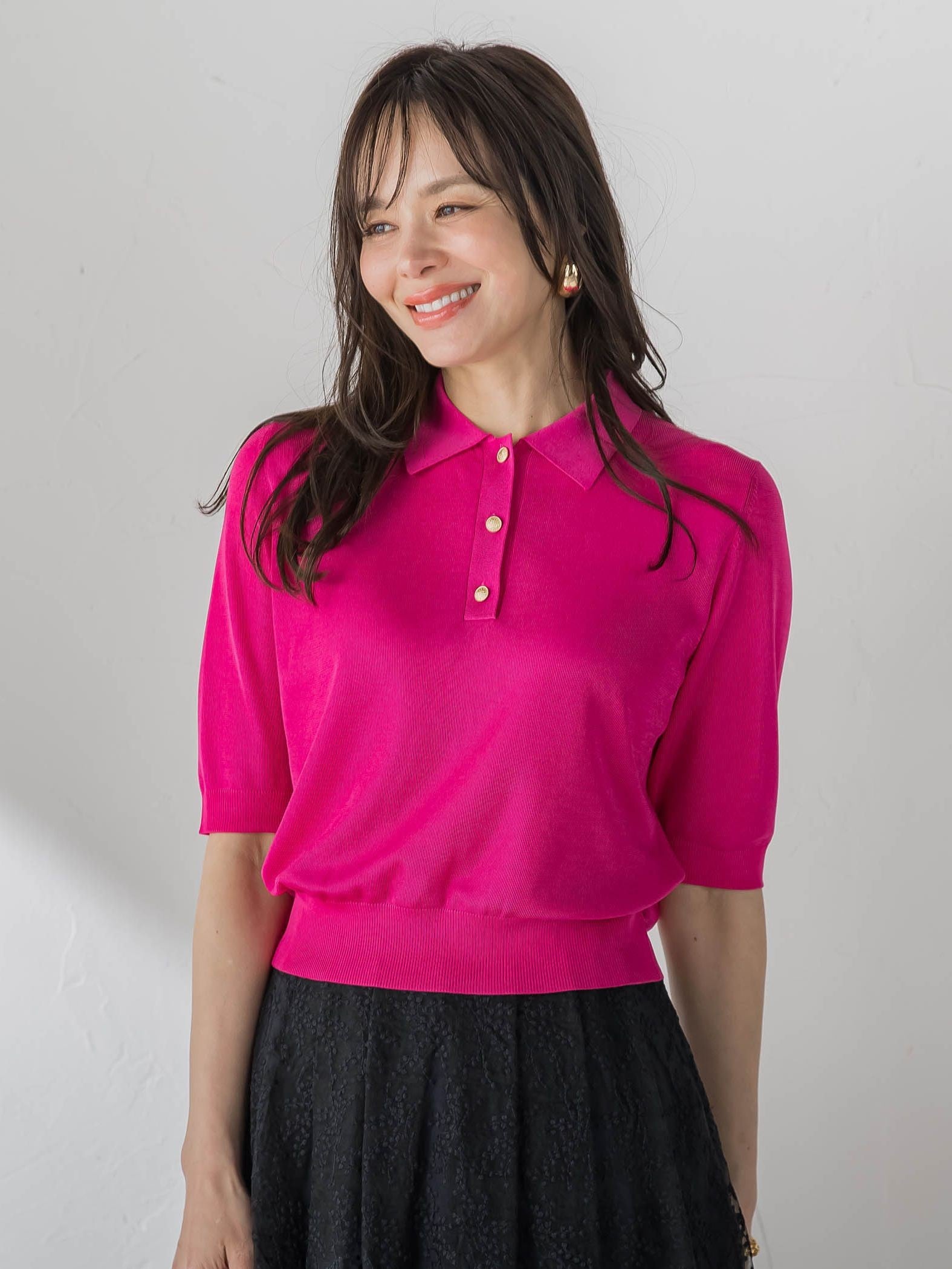 【WEB限定カラーあり】LUCINDAポロニット