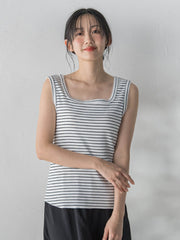 リブスクエアタンクトップ