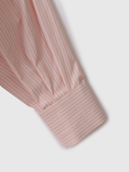 《きちんと映え》ストライプウエストタックシャツ