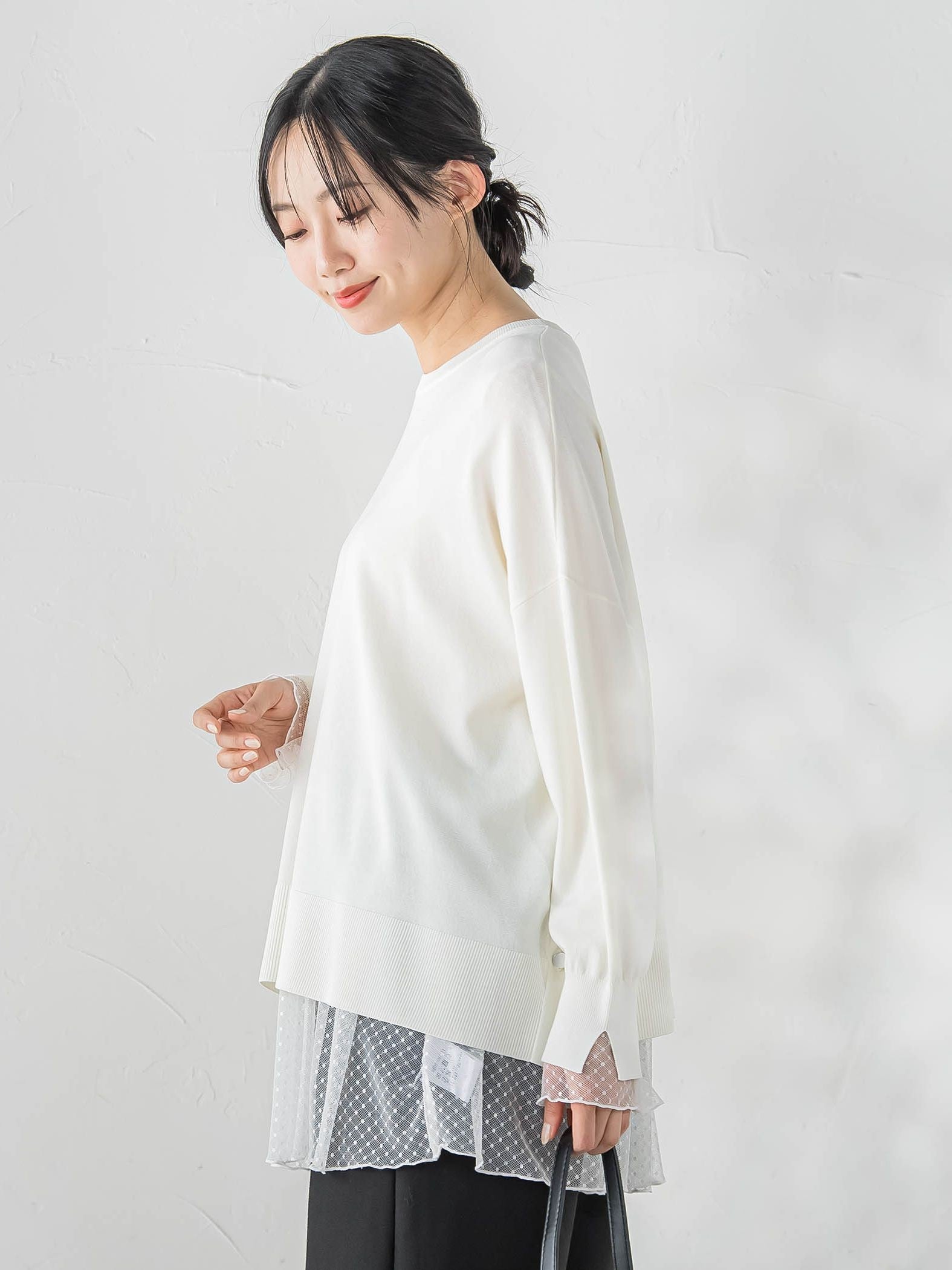 サイドボタンニット≪手洗い可能≫