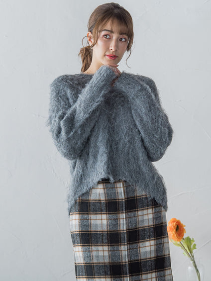 FLUFFYふわふわシャギーボートネックプルオーバー ≪手洗い可能≫