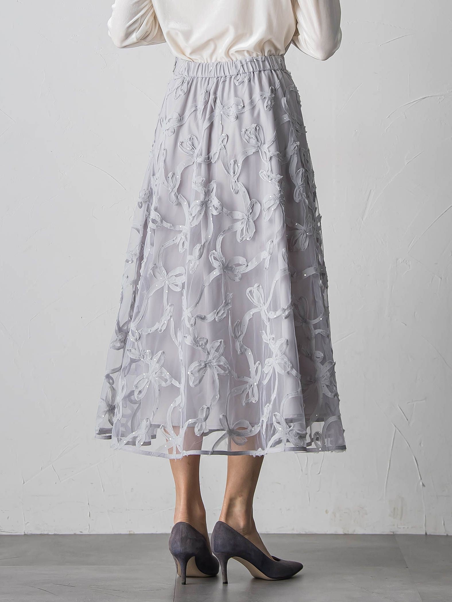 スパンコールテープチュールスカート