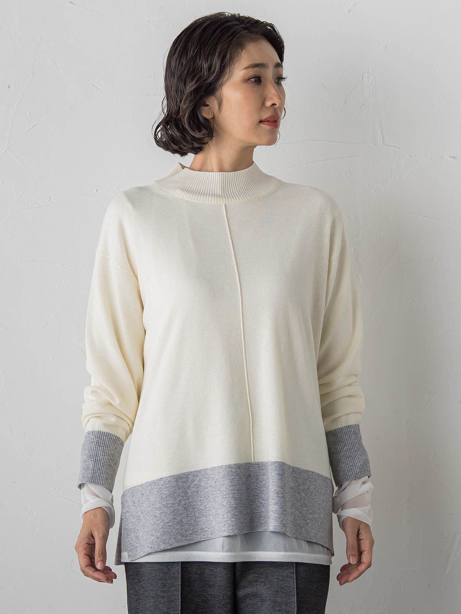 【大きいサイズ】ファインウールハイネックニット