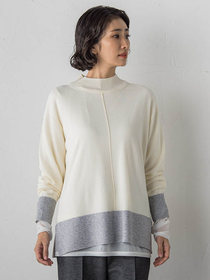 【大きいサイズ】ファインウールハイネックニット