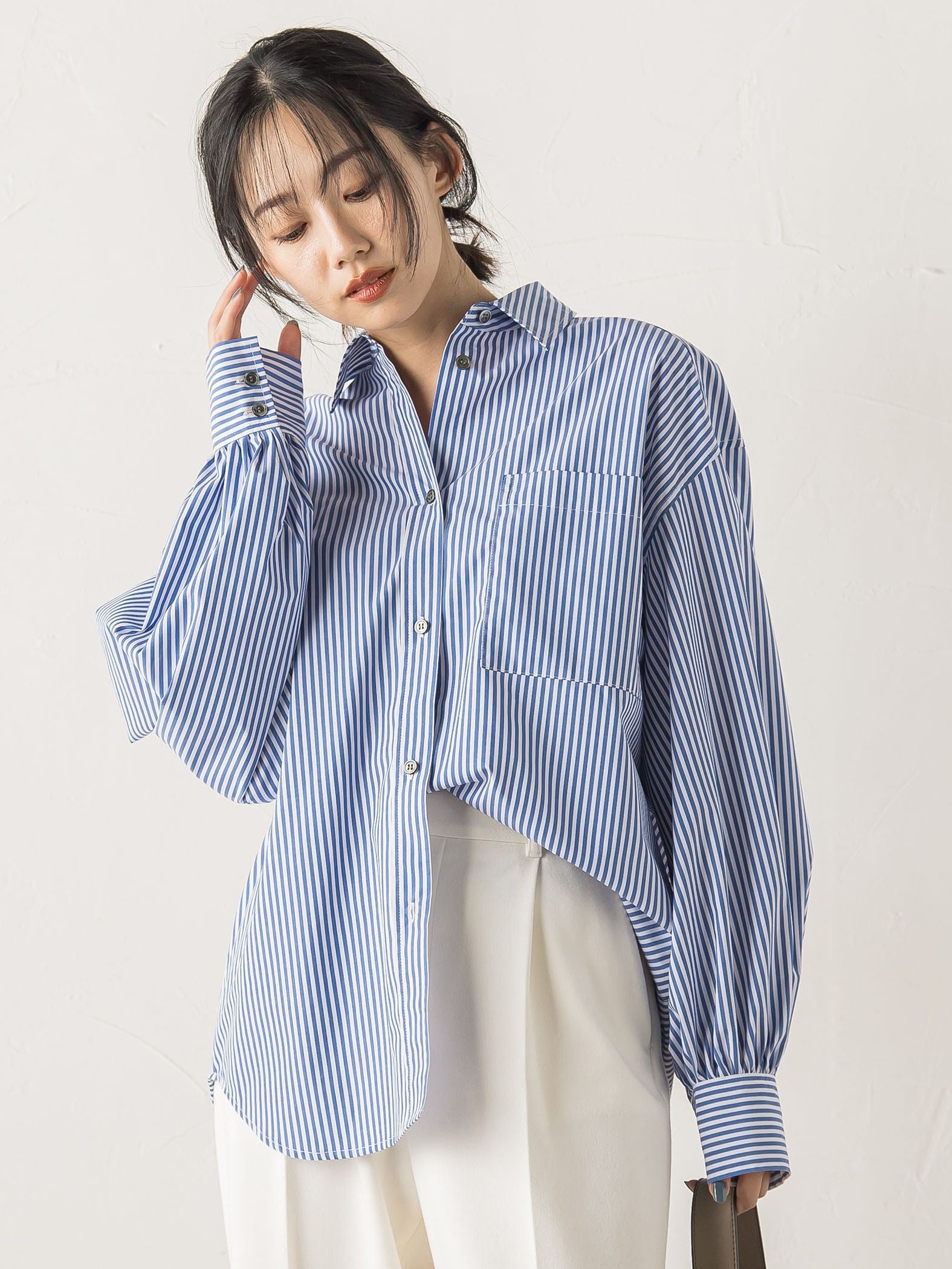 ボリュームスリーブシャツ≪洗濯機で洗える≫