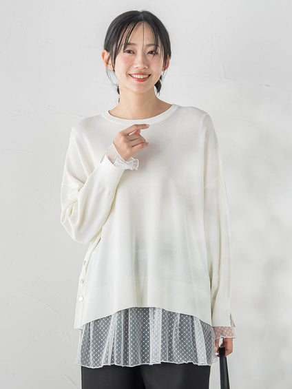 サイドボタンニット≪手洗い可能≫