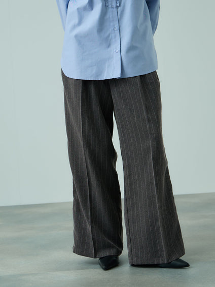 ストライプサイドラインワイドパンツ≪手洗い可能≫