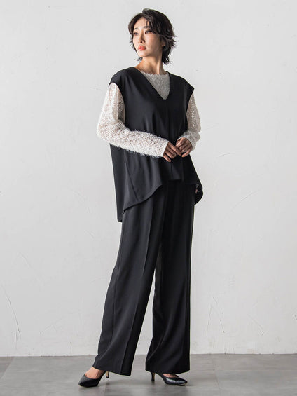 ハイストレッチカルゼワイドパンツ