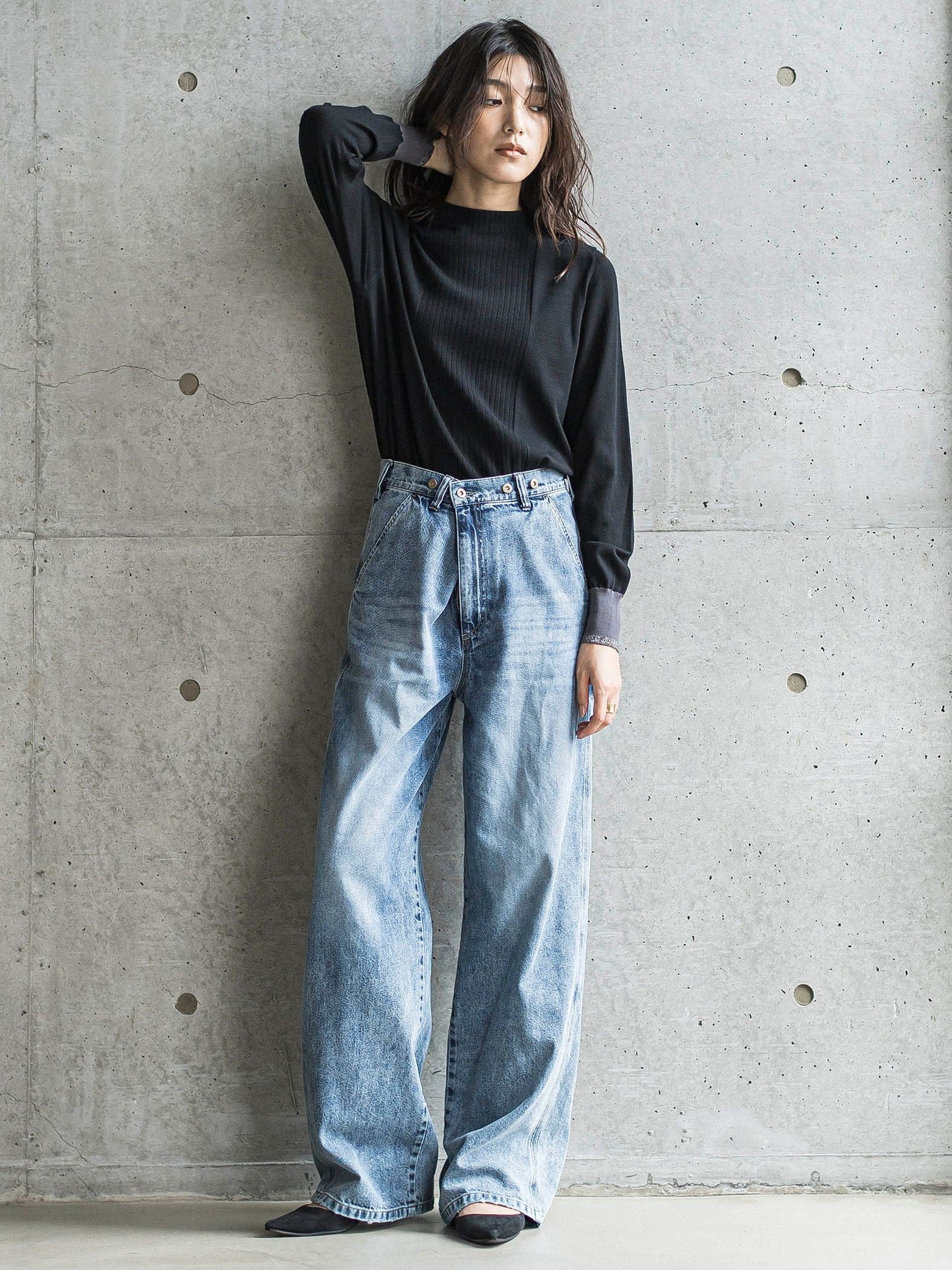 ボトルネック配色ニットプルオーバー≪手洗い可能≫