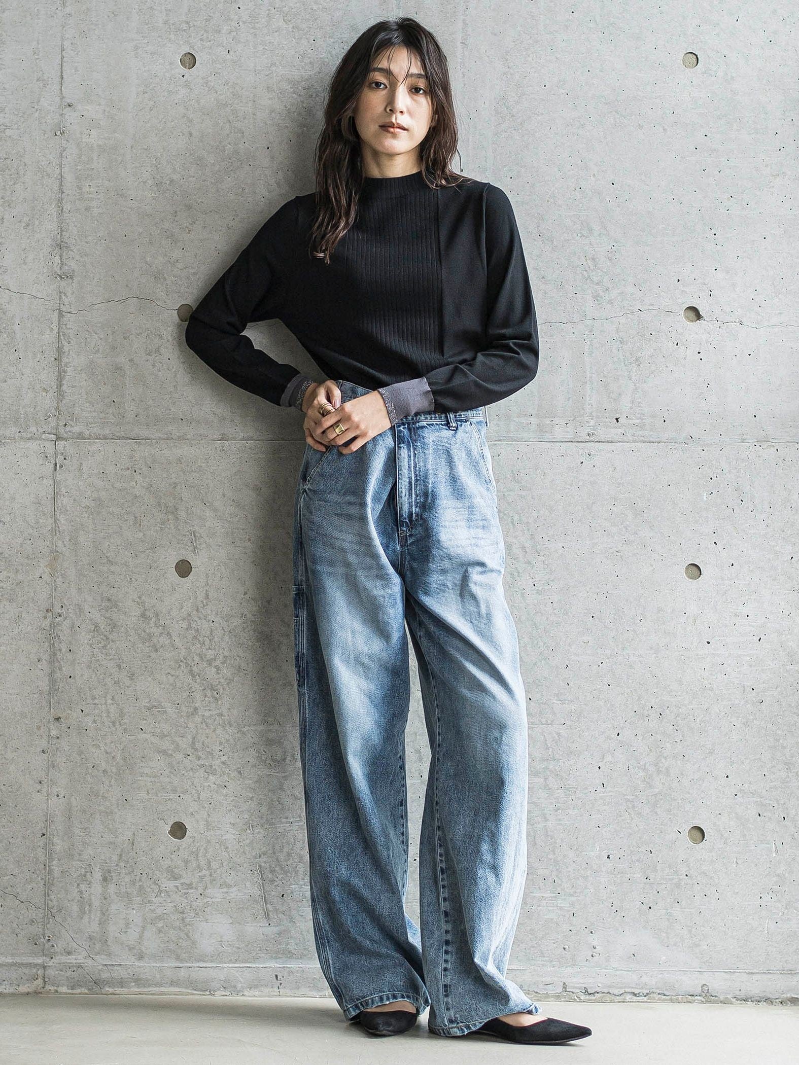 ボトルネック配色ニットプルオーバー≪手洗い可能≫