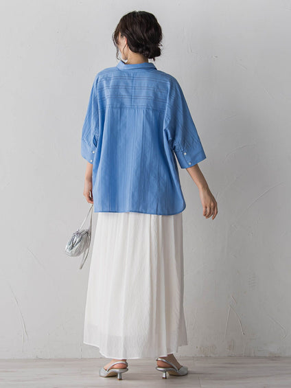 【WEB限定】T/Cストライプブラウス