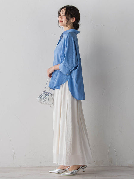 【WEB限定】T/Cストライプブラウス