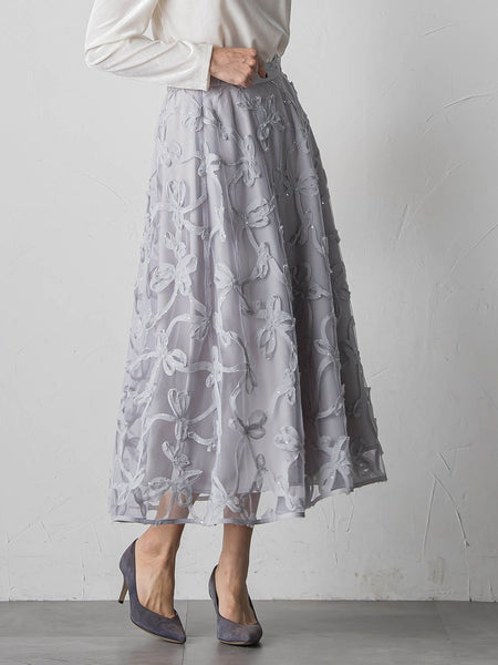 スパンコールテープチュールスカート