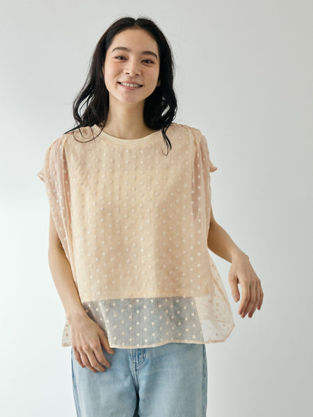 フラワー刺繍前後2WAYブラウス